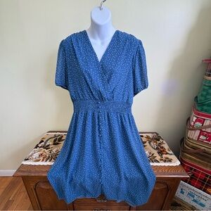 Elegant Blue Polka Dot Mini Dress